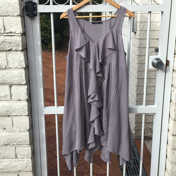 Portmans Tops - Portmans Grey Frilled Tunic Size 14